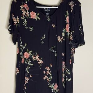 Croft & Barrow Black Floral Women's Top